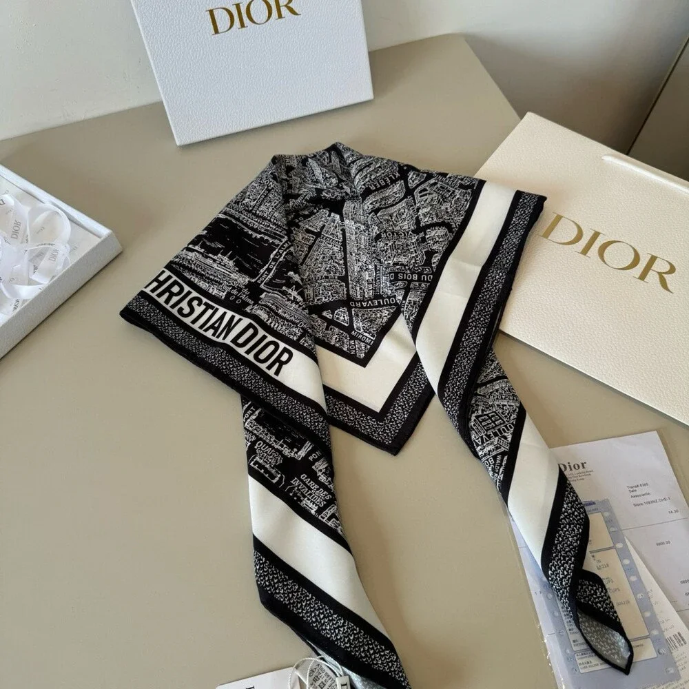 DIOR Parisian Map Silk Scarf